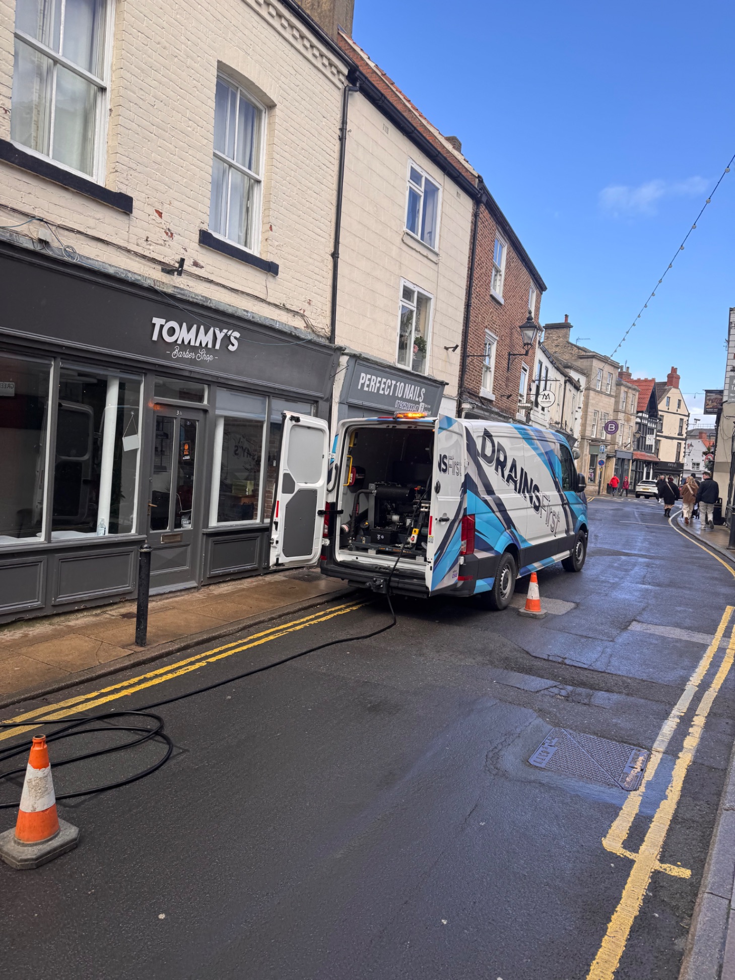 Drain unblocking engineers at work in Yorkshire